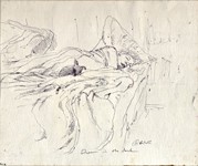 Janet Sleeping, ballpoint drawing done in the dark by Warren Criswell