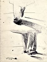 U Hurries Past (study #1), ink drawing by Warren Criswell