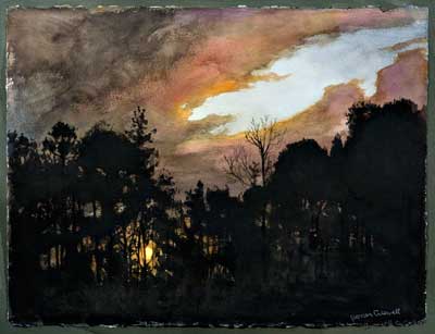 Stormy Sunset, watercolor by Warren Criswell
